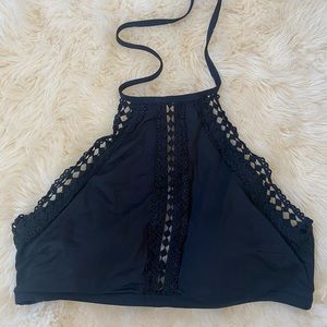 Black high neck front detail bikini top